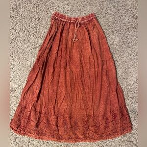Elegant Rust Maxi Boho Skirt